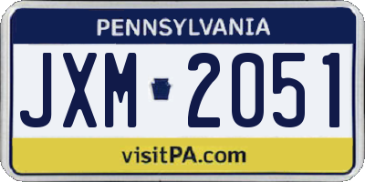 PA license plate JXM2051