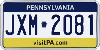 PA license plate JXM2081