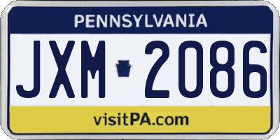 PA license plate JXM2086