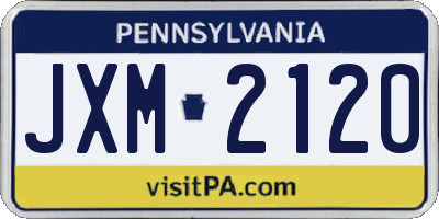 PA license plate JXM2120