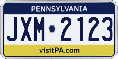PA license plate JXM2123