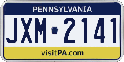 PA license plate JXM2141