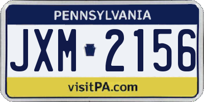 PA license plate JXM2156