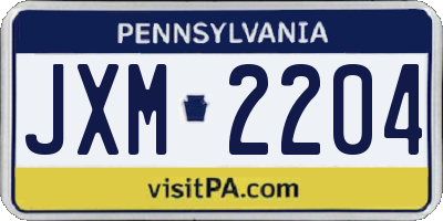 PA license plate JXM2204