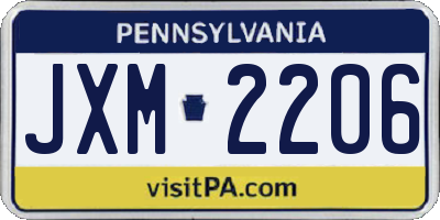 PA license plate JXM2206