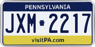 PA license plate JXM2217
