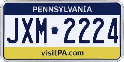 PA license plate JXM2224