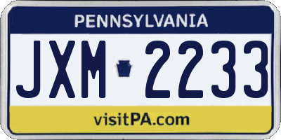 PA license plate JXM2233