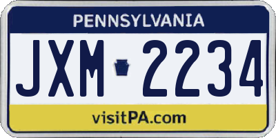 PA license plate JXM2234