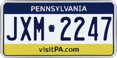 PA license plate JXM2247