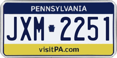 PA license plate JXM2251