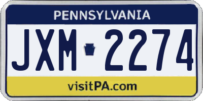 PA license plate JXM2274