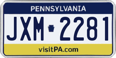 PA license plate JXM2281