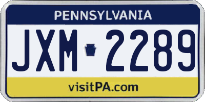 PA license plate JXM2289