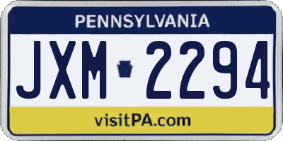 PA license plate JXM2294