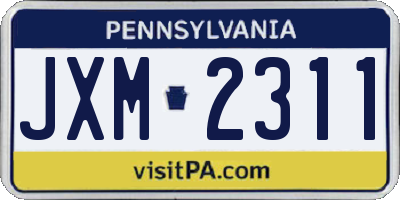 PA license plate JXM2311