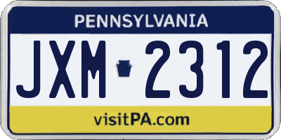 PA license plate JXM2312
