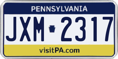 PA license plate JXM2317