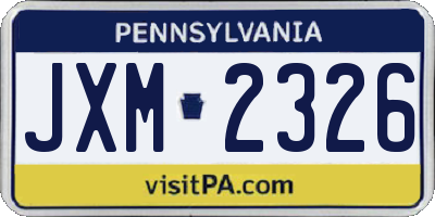 PA license plate JXM2326
