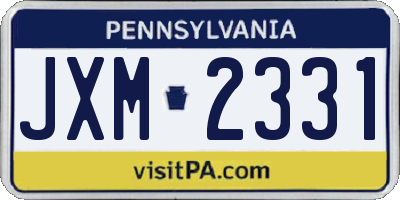 PA license plate JXM2331