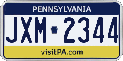 PA license plate JXM2344