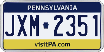 PA license plate JXM2351