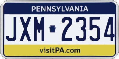 PA license plate JXM2354