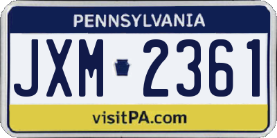 PA license plate JXM2361