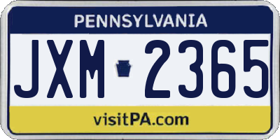 PA license plate JXM2365
