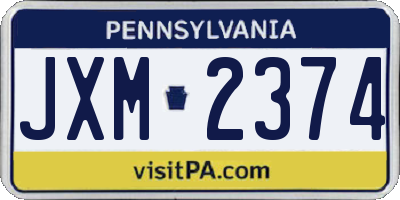 PA license plate JXM2374