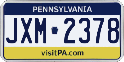 PA license plate JXM2378
