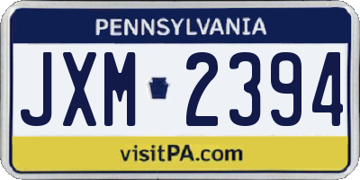 PA license plate JXM2394