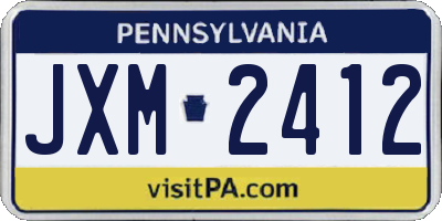 PA license plate JXM2412