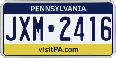 PA license plate JXM2416