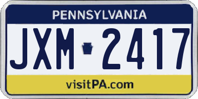PA license plate JXM2417