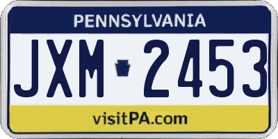 PA license plate JXM2453