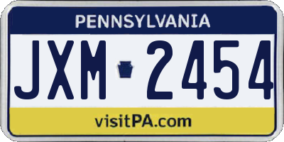 PA license plate JXM2454