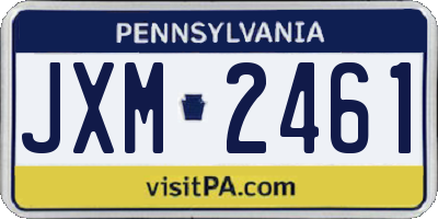PA license plate JXM2461