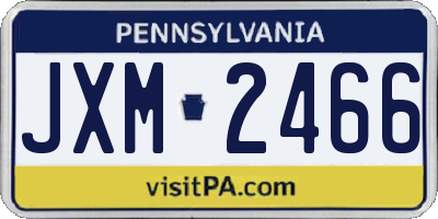 PA license plate JXM2466