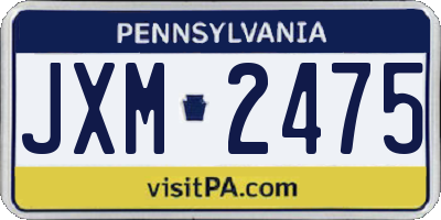 PA license plate JXM2475