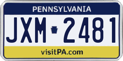 PA license plate JXM2481