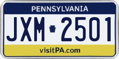 PA license plate JXM2501