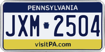 PA license plate JXM2504