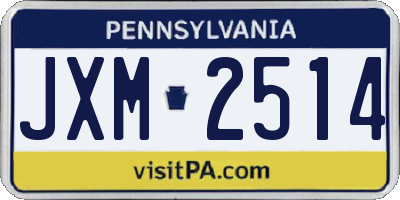 PA license plate JXM2514