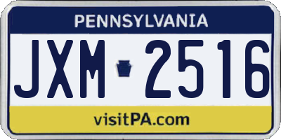 PA license plate JXM2516