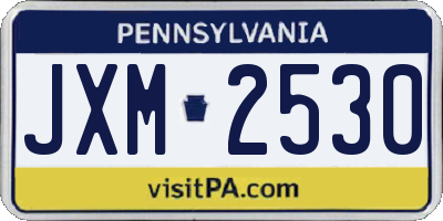 PA license plate JXM2530