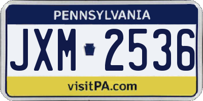 PA license plate JXM2536