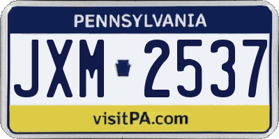 PA license plate JXM2537