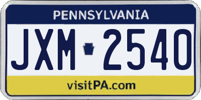 PA license plate JXM2540