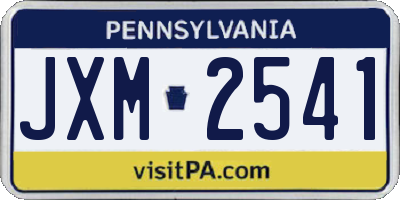 PA license plate JXM2541
